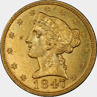 1847-C  Five Dollar obverse