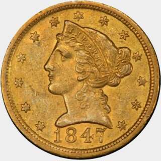 1847-O  Five Dollar obverse