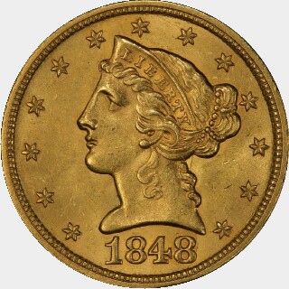 1848  Five Dollar obverse
