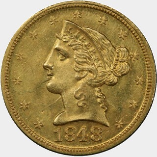 1848-D  Five Dollar obverse