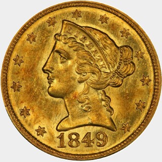 1849-C  Five Dollar obverse