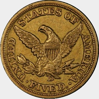 1849-D  Five Dollar reverse