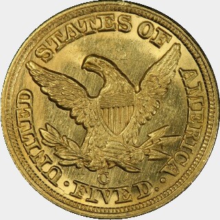 1850-C  Five Dollar reverse