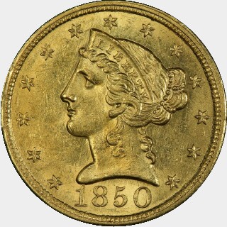 1850-C  Five Dollar obverse
