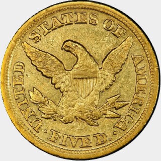 1850-D  Five Dollar reverse
