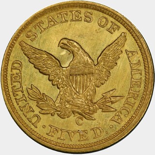 1851-C  Five Dollar reverse