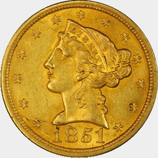 1851-O  Five Dollar obverse