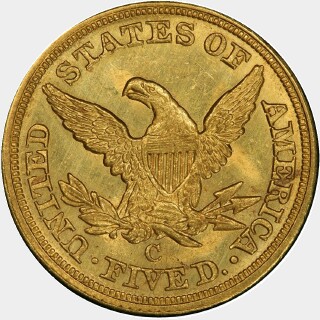 1852-C  Five Dollar reverse