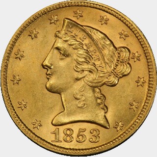 1853  Five Dollar obverse