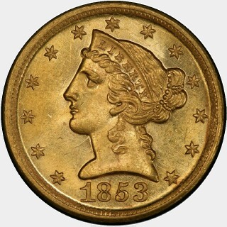 1853-D  Five Dollar obverse