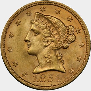1854  Five Dollar obverse