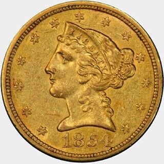 1854-O  Five Dollar obverse