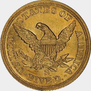 1854-S  Five Dollar reverse