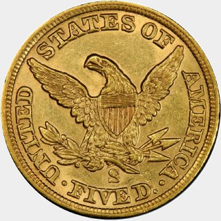 1855-S  Five Dollar reverse