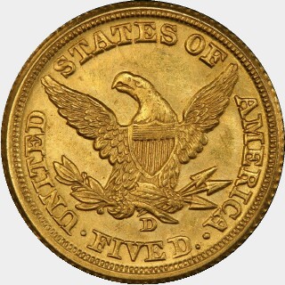 1860-D  Five Dollar reverse
