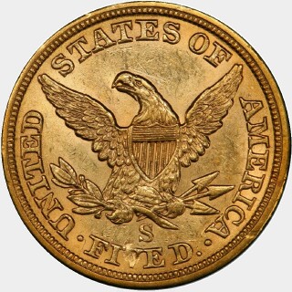 1866-S  Five Dollar reverse