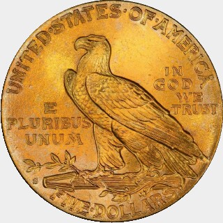 1908-S  Five Dollar reverse