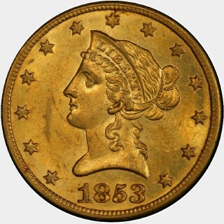 1853-O  Ten Dollar obverse