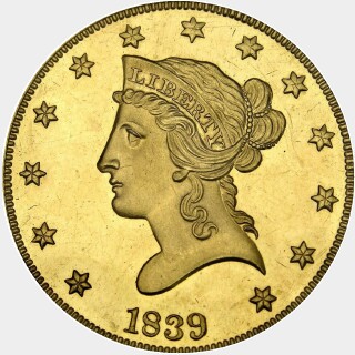 1839/8 Proof Ten Dollar obverse