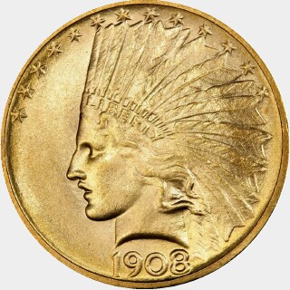 1908-D  Ten Dollar obverse