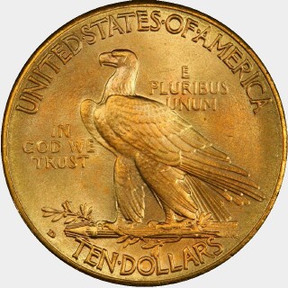 1908-D  Ten Dollar reverse