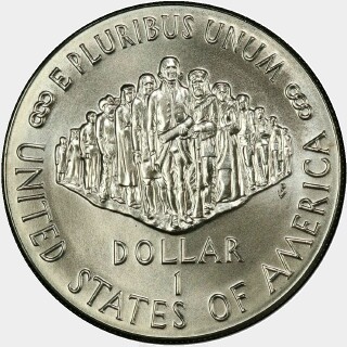 1987-P  One Dollar reverse