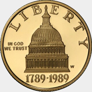 1989-W Proof Five Dollar obverse