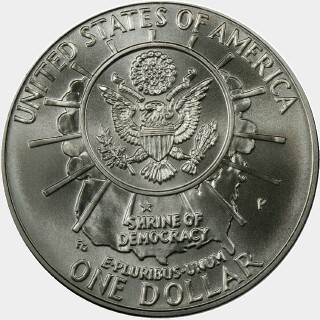 1991-P  One Dollar reverse