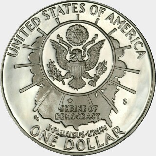 1991-S Proof One Dollar reverse