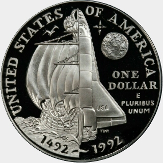 1992-P Proof One Dollar reverse