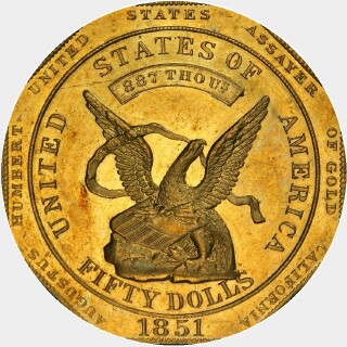 1851 Proof Fifty Dollar obverse