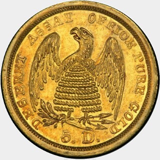 1860  Five Dollar reverse