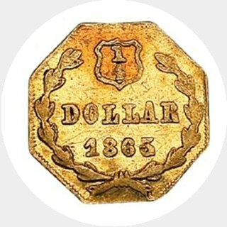 1865/4  Quarter Dollar reverse