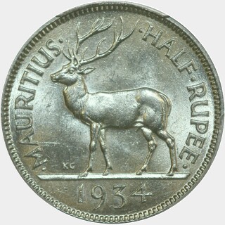 1934  Half Rupee reverse