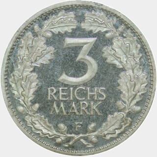 1931-F Proof Three Reichsmark reverse