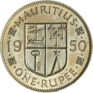 1950 Proof Rupee reverse