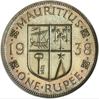 1938 Proof One Rupee reverse