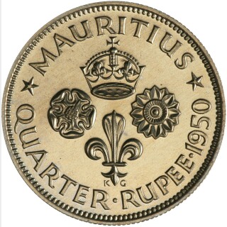 1950 Proof Quarter Rupee reverse