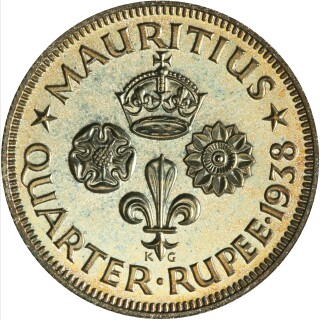 1938 Proof Quarter Rupee reverse