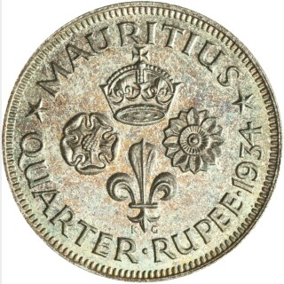 1934 Proof Quarter Rupee reverse