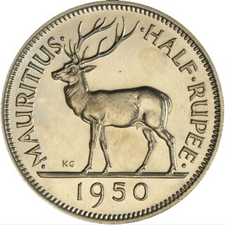 1950 Proof Half Rupee reverse