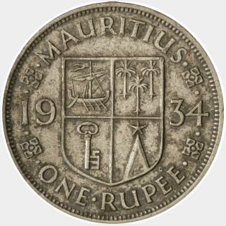 1934  One Rupee reverse