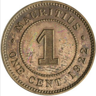 1922 Proof One Cent reverse