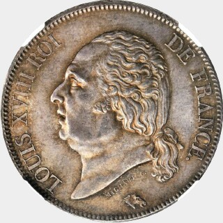 1816-W  Five Francs obverse