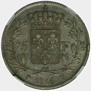 1816-Q  Five Francs reverse