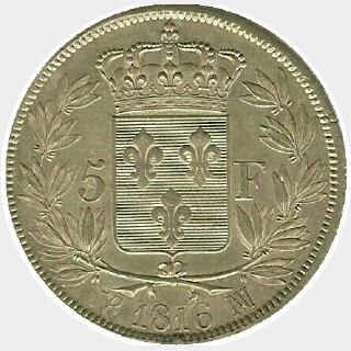 1816-MA  Five Francs reverse