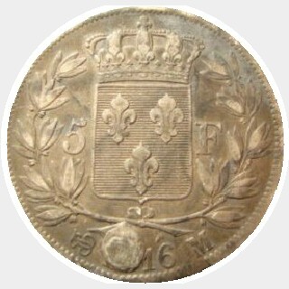 1816-M  Five Francs reverse
