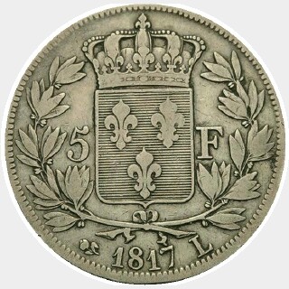 1817-L  Five Francs reverse