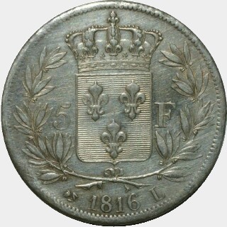 1816-L  Five Francs reverse