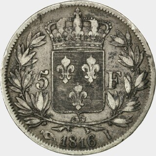 1816-I  Five Francs reverse